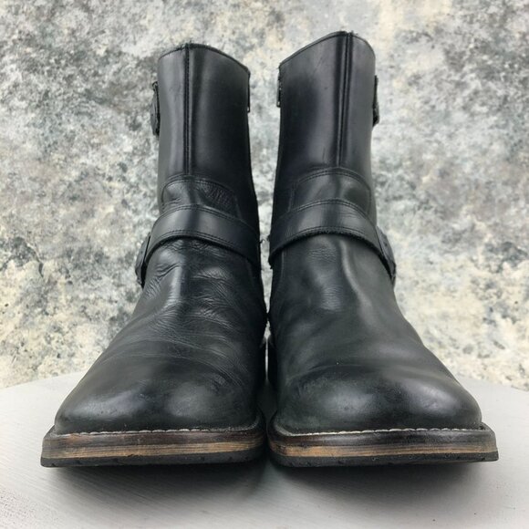 Red Tape Men's Size 11 Salisbury Buckle Black Leather Side Zip Ankle Biker Boots - Picture 2 of 13